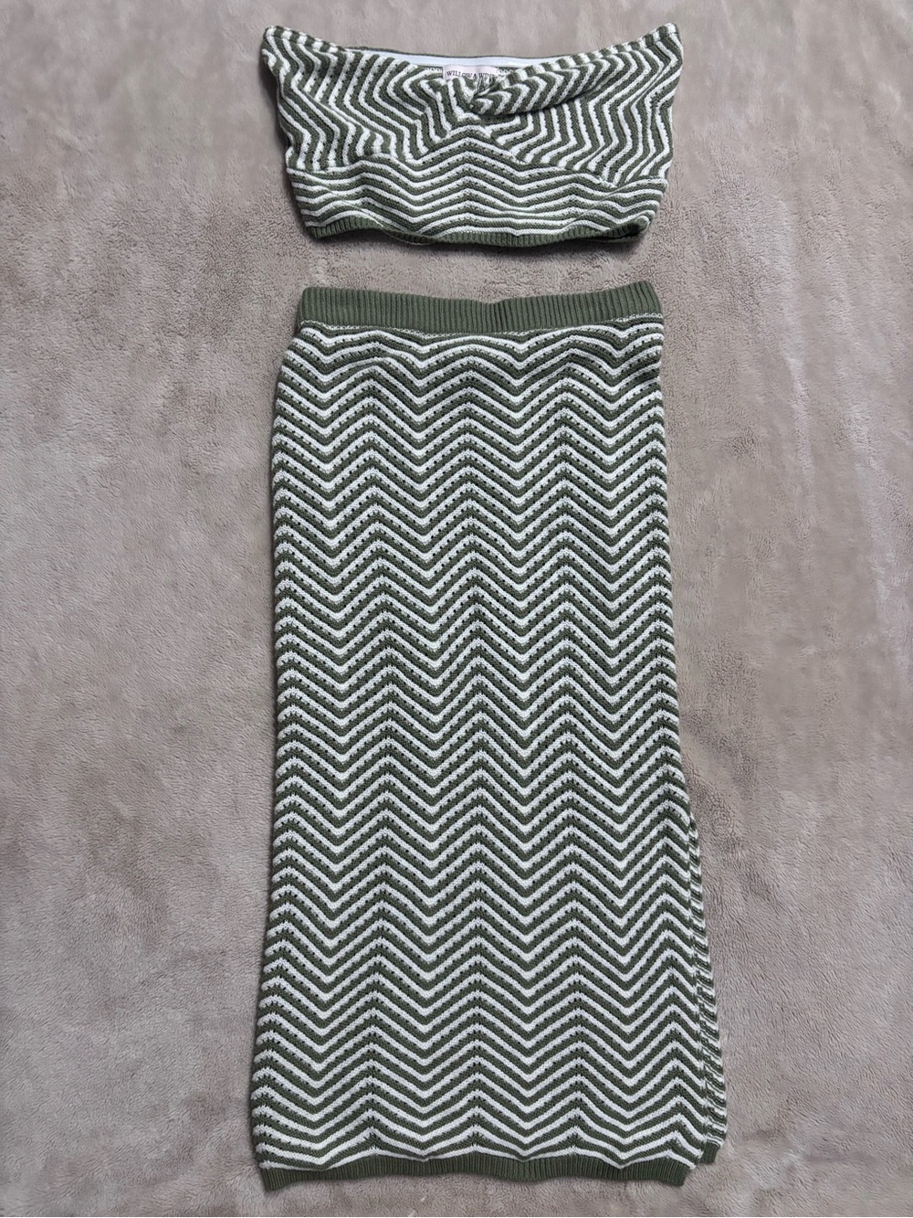 Two-Piece Chevron Knit Set - Willow & wind